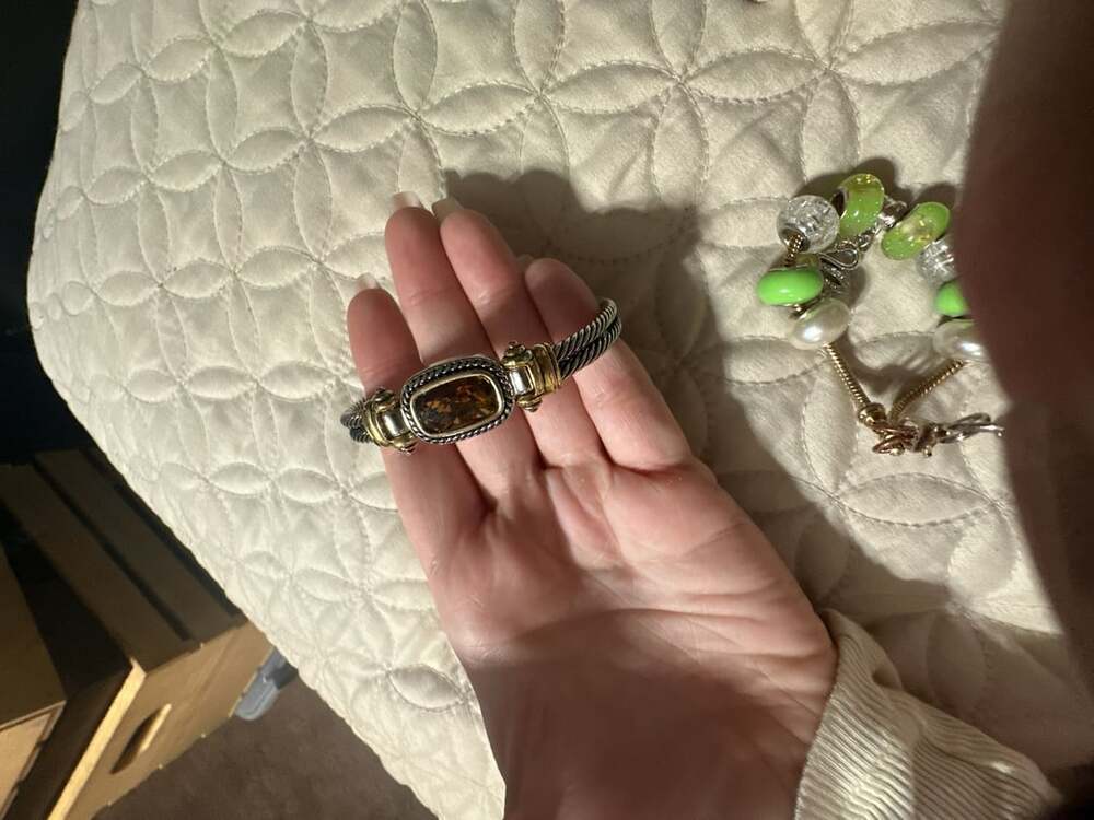 Designer unbranded Smoky Quartz double cable bracelet, magnetic clasp